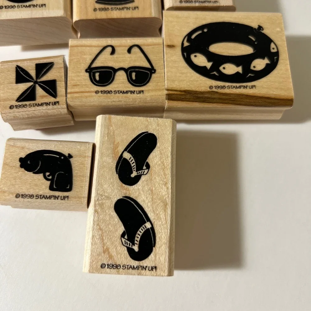 Vintage 1998 Stampin Up Fun in The‎ Sun Beach Summer Rubber Stamps Set of 8 #5